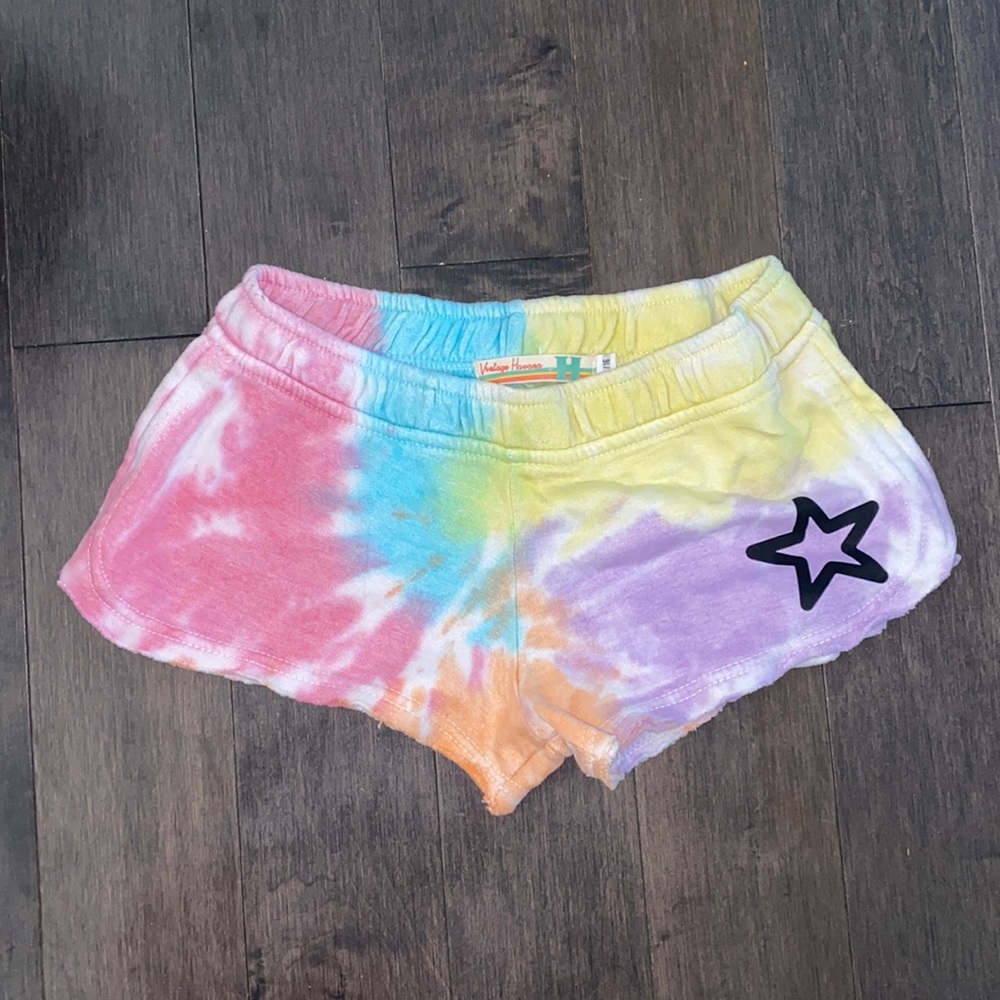 Vintage Havana Girls Shorts Size 16 Tie-Dye Rainbow